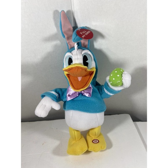 Donald Duck Hallmark Disney DON'T PULL MY EARS Plush Dancing Singing NWT Easter - Picture 2 of 8
